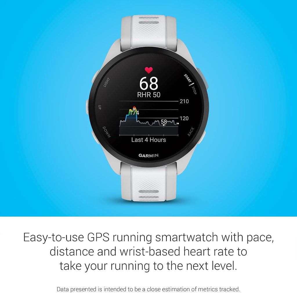 Garmin Forerunner 165, Running Smartwatch, Colorful AMOLED Display, Training Metrics and Recovery Insights, Whitestone