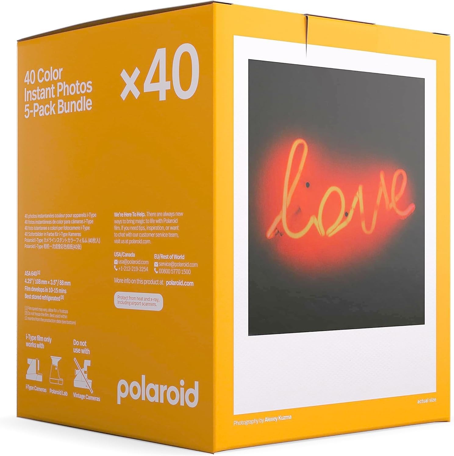 Polaroid Instant Color Film for i-Type Cameras 40x Film Pack (40 Photos) Bundle with a Cleaning Cloth