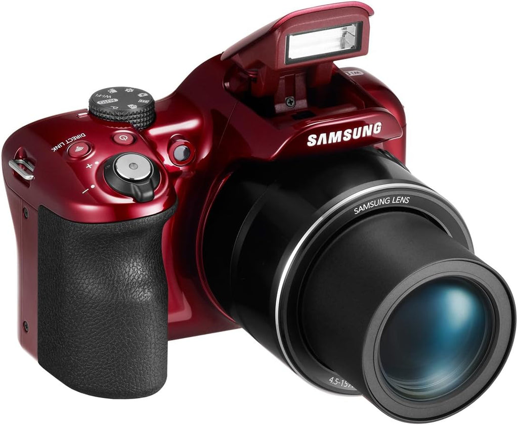 Samsung WB1100F 16.2MP CCD Smart WiFi & NFC Digital Camera with 35x Optical Zoom, 3.0' LCD and 720p HD Video (Red)