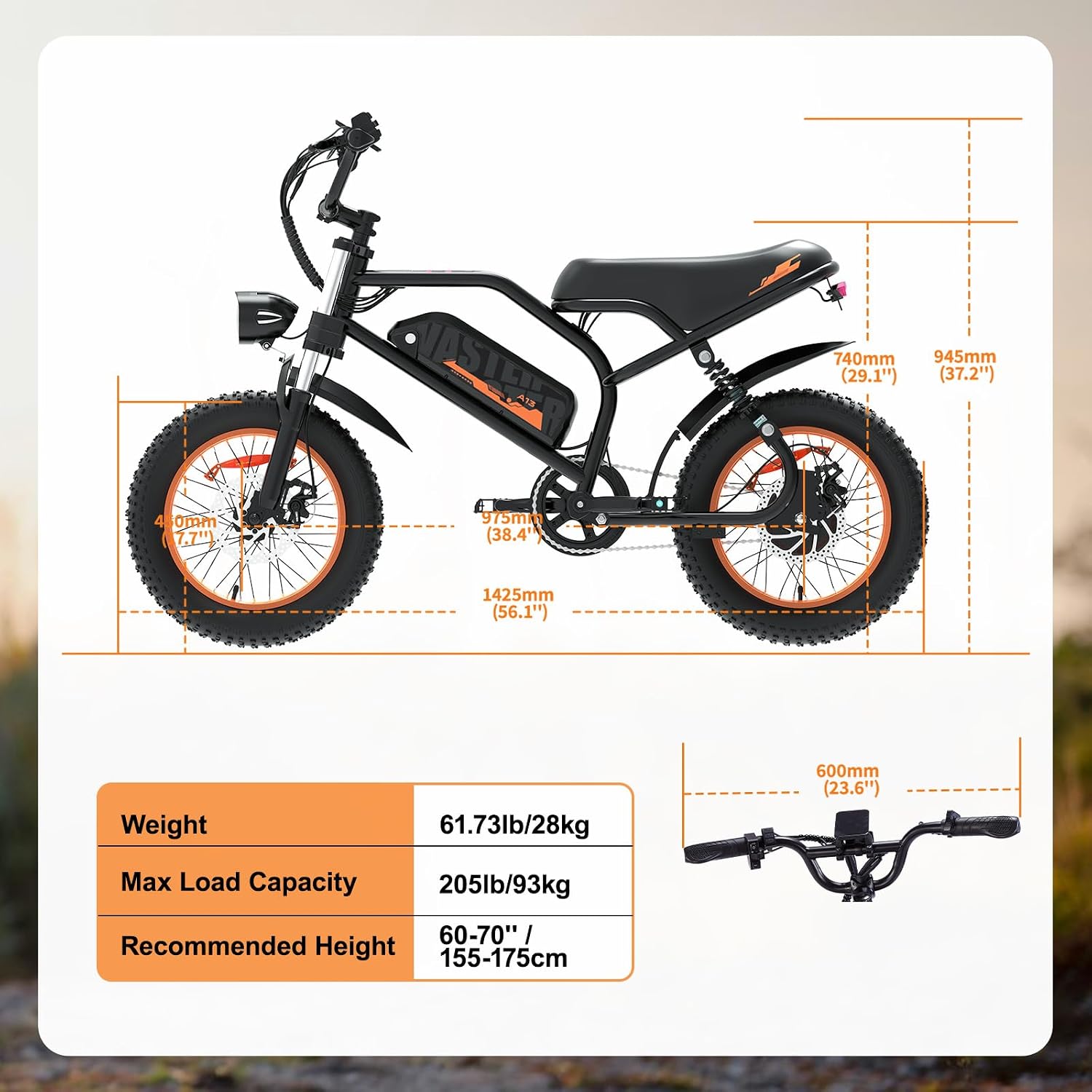 AVDLBIKE Electric Bike, 16'' Fat Tire E-Bike for Teens/Adults, 500W Small E-Bike with 36V/12.8Ah Removable Battery, Up to 22MPH, 45 Mile Range, Electric Dirt/Mountain Bike for Woman/Men A13
