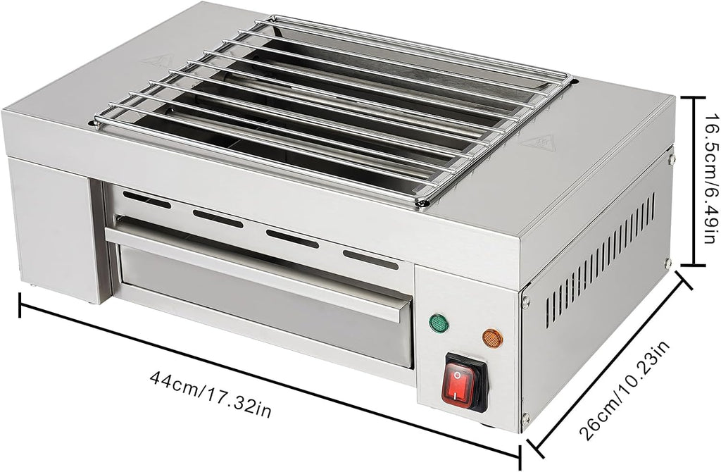 Commercial Indoor Grills Electric Smokeless Barbecue Grill, 1500W 110V Portable Tabletop Yakitori Grill Commercial BBQ Griddle, with Removable Grill Net for Restaurant, Party, Buffet