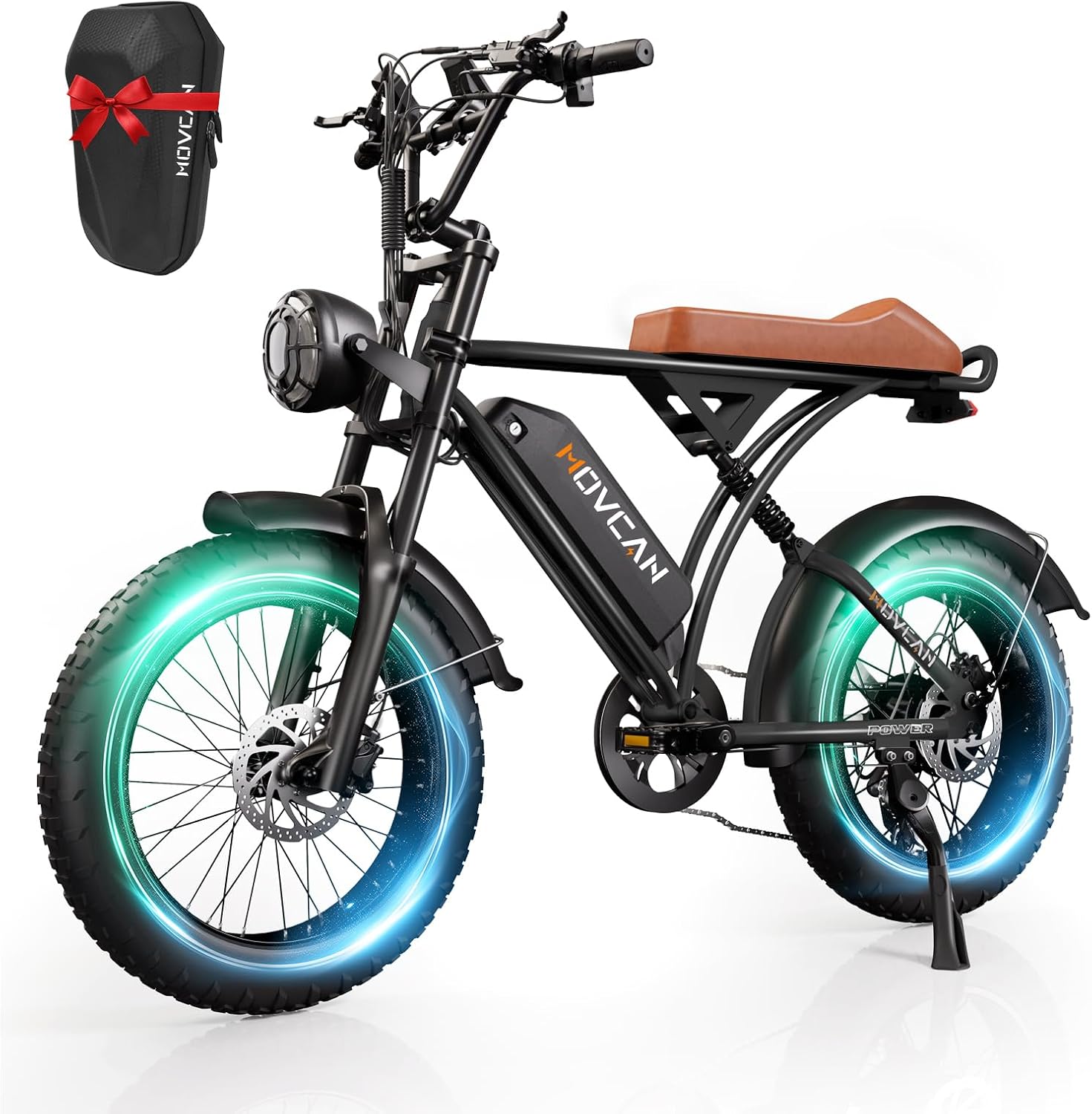 Movcan V60/V60 Pro Electric Bike, 48V 15.6/18.2Ah Removable Battery 20' Fat Tire Electric Bike, 1000/1500W Motor 30/33MPH Top Speed Electric Motorcycle, for Commute/Offroad/School/Rain/Snow Riding.