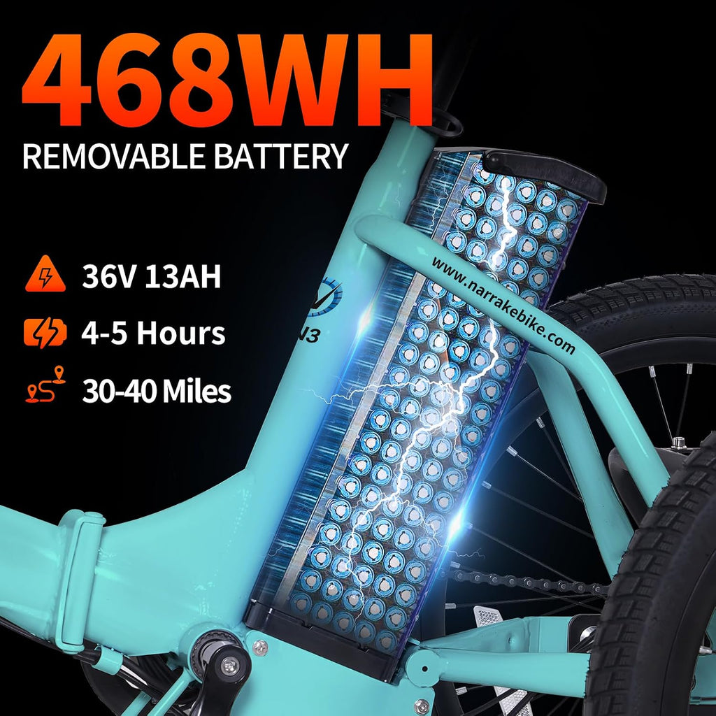 NARRAK Electric Tricycle for Adults,Fat Tire Folding Electric Trike,3 Wheels Electric Bicycle Bikes, Peak 700W/1100W Step-Thru Etrike with Removable Battery and Large Basket