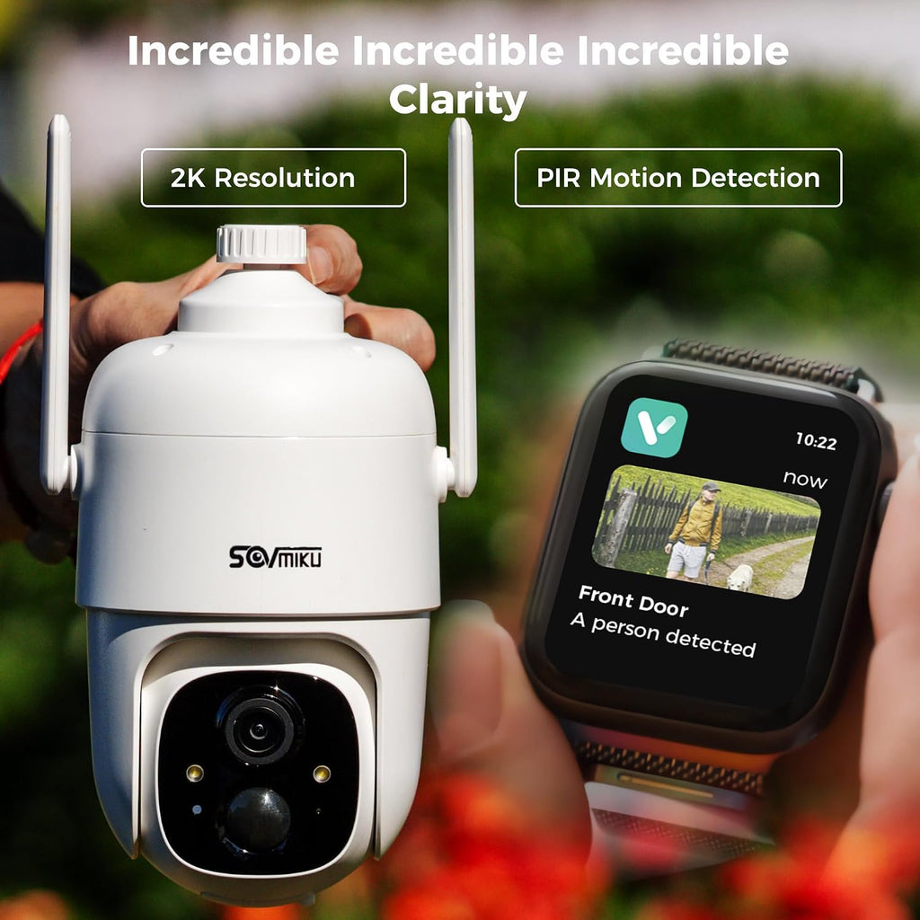 Vicohome 3CQ1 AI 2K Solar Security Camera Wireless Outdoor, Battery Powered,Two Way Audio,Motion Detection, 360° View,Easy to Setup,Color Night Vision,Audible Flashlight Siren,180 Days Exchange Policy