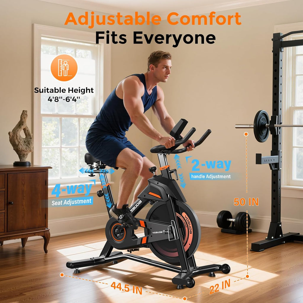 YOSUDA PRO Magnetic Exercise Bike 350 lbs Weight Capacity - Indoor Cycling Bike Stationary with Comfortable Seat Cushion, Silent Belt Drive