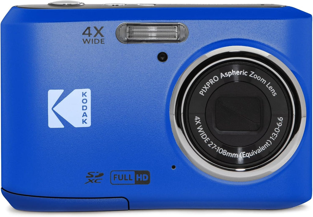 KODAK PIXPRO FZ45-BK 16MP Digital Camera 4X Optical Zoom 27mm Wide Angle 1080P Full HD Video 2.7' LCD Vlogging Camera, Blue
