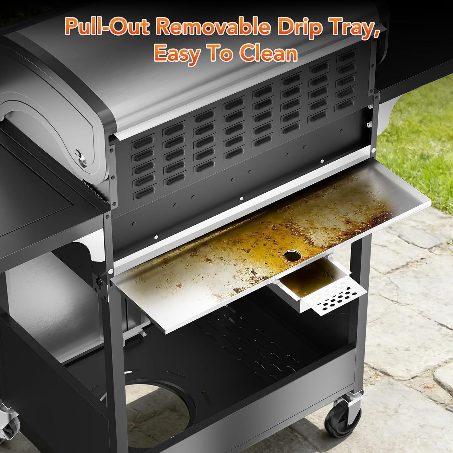 3-Burner Propane Gas Grill with Side Burner, 34,000 BTU Stainless Steel BBQ Grill – Heavy-Duty Porcelain-Enameled Grates for Patio and Outdoor Cooking