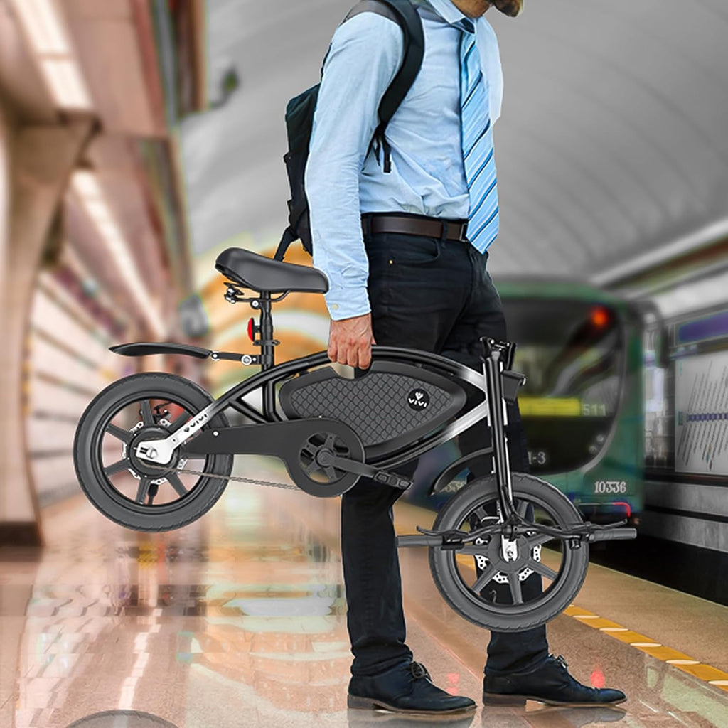 Vivi PONY01 Electric Bike, 14' Electric Bicycle for Adults and Teens Peak 500W Motor 48V 374.4WH Battery, Max 40 Miles Range(Pedal-Assist) & Top 20 Mph, Cruise Control, SGS Certified to UL2849