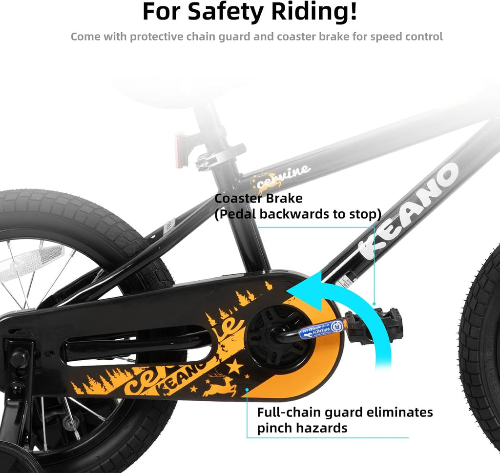KEANO Cervine 14 16 20 Inch Kids Bike for Boys Girls Ages 3-10 Years, 14 16 Inch Toddler BMX Bikes with Training Wheels and Basket, 20 in Children Bicycles with Kickstand