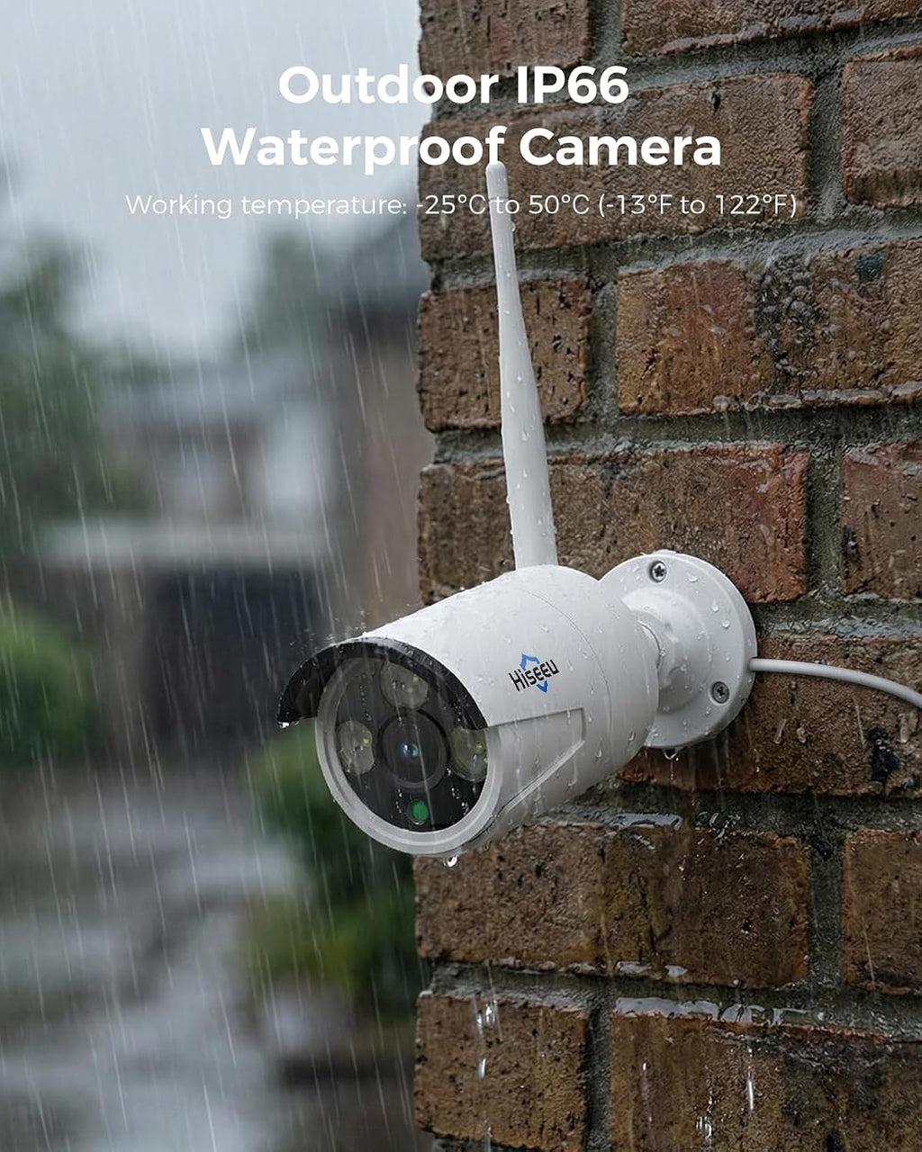 Hiseeu 4K Security Camera System, 24/7 Recording, 10.1' Touch Screen LCD 8MP Monitor, Wired Plug-in Powered 4Pcs 8MP Outdoor Cameras, Two-Way Audio, Color Night Vision, Motion Detection, 1TB HDD, IP66