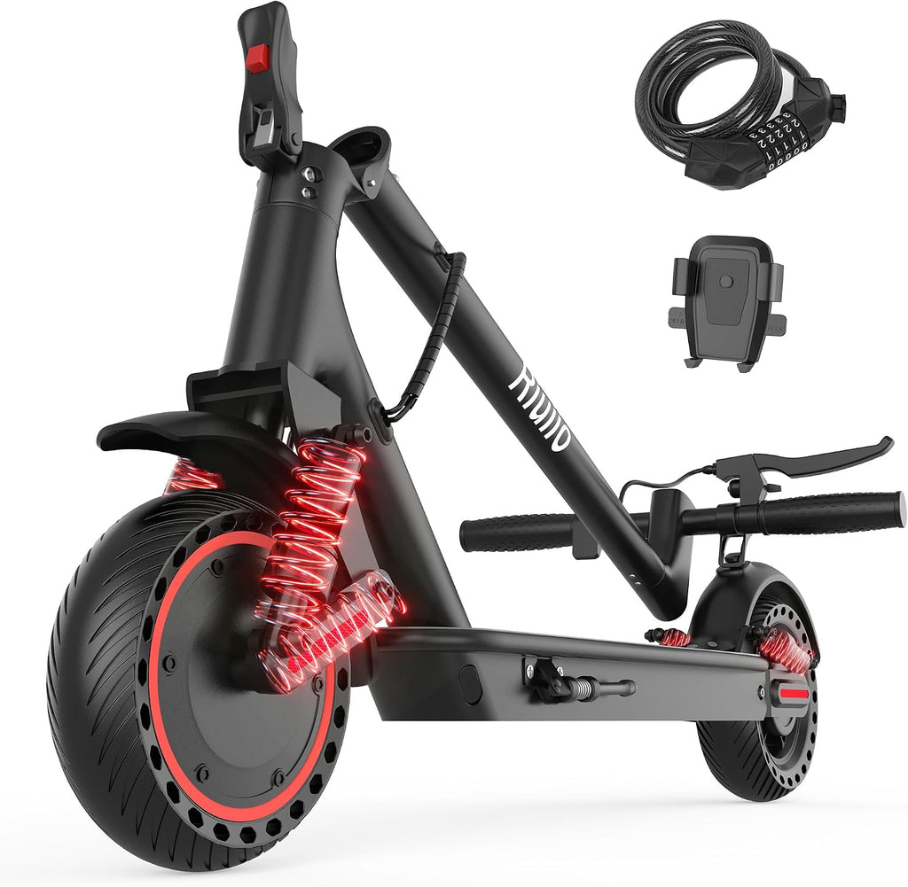 Electric Scooter, 350W-500W Motor, 19 MPH to 22MPH, 15-41 Miles Range, Dual Suspension, Dual Braking, App Control, Foldable Commuter E Scooter for Adults and Teens