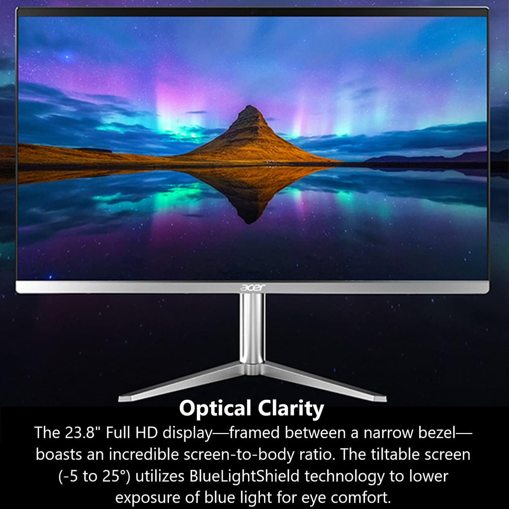 acer Aspire C24-1300-UR31 AIO Desktop | 23.8' Full HD IPS Display | AMD Ryzen 3 7320U Quad-Core Processor | AMD Radeon 610M Graphics | 8GB LPDDR5 | 512GB PCIe SSD | Wi-Fi 6E | Windows 11 Home
