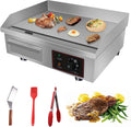 110V 3000W 22' Commercial Electric Countertop Griddle Flat Top Grill Hot Plate BBQ,Adjustable Thermostatic Control,Stainless Steel Restaurant Grill for Kitchen