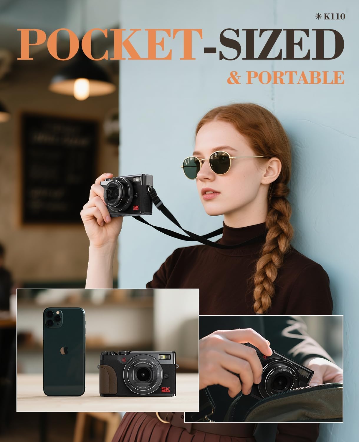 True 5K Digital Cameras for Photography 64MP - Autofocus 18X Zoom, with 3'' 180° Flip Screen, 64GB TF Card & 2 Batteries, Compact Travel Vlogging Camera for YouTube Beginners (Black)