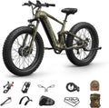 PUCKIPUPPY Dual Motor Electric Bike for Adults 1600W, 48V 20AH Battery with Torque Sensor, Full Suspension, 26' Fat Tire, 28MPH, 80 Mile Range, 8 Speed Mountain Electric Bicycle Golden Retriever Pro