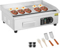 VEVOR Commercial Electric Griddle, 1600W Countertop Half-Flat Top Grill, 22in Stainless Steel Griddle Grill with 2 Shovels and 2 Brushes for Home or Restaurant, 122℉-572℉ Adjustable Temp
