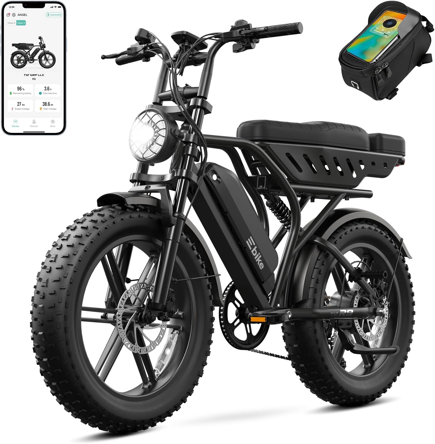 TST Electric Bike for Adults 1500W Peak 20' Fat Tire All-Terrain E-Bike 60/130 Miles Electric Dirt Bike - 48V 15/30 AH Battery Tested to UL 2849 Powered Electric Bicycle