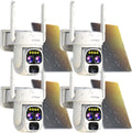 LETSCEE Security Cameras Wirelss Outdoor Solar Powered for Home Security, 360 View Outside Camera,Motion Detection,10x Hybrid Zoom PAN Tile,IP-65 Weather Proof (4 Pack)