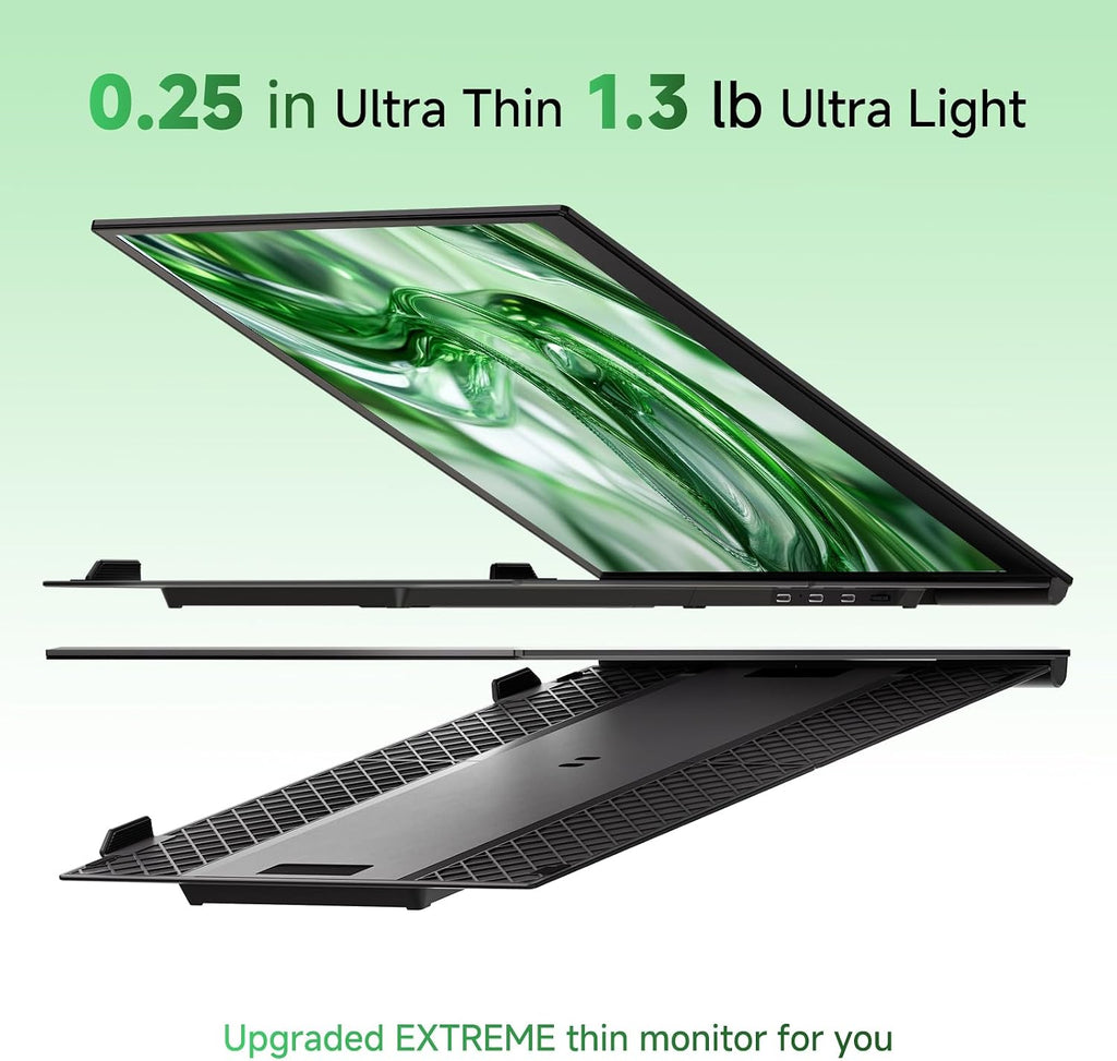 Laptop Screen Extender - 14' Ultra Thin and Light Travel Monitor for Laptop FHD 1080P Portable Second Monitor IPS Screen Display Plug & Play for Mac Windows Android iOS