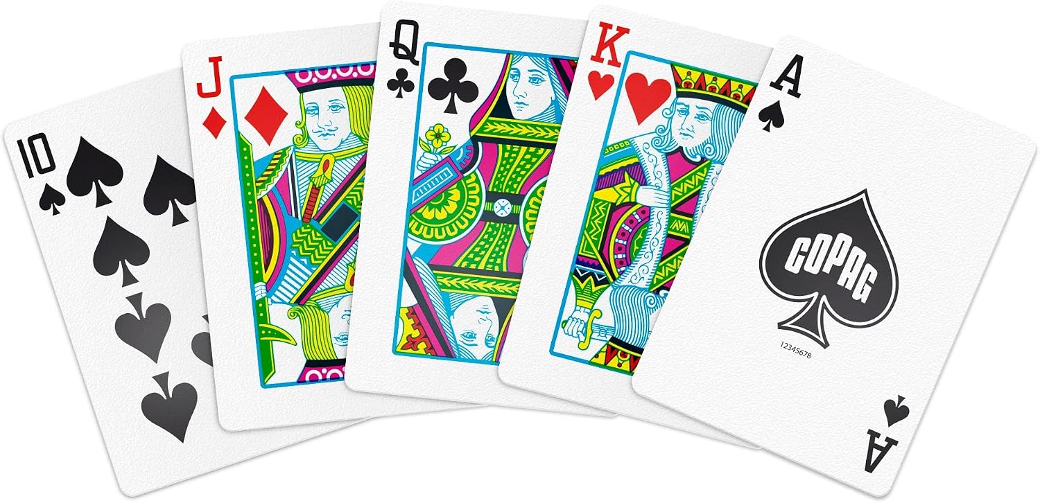 Copag 1546 Design 100% Plastic Playing Cards, Poker Size (Standard) Black/Gold (Regular Index, 6 Sets)