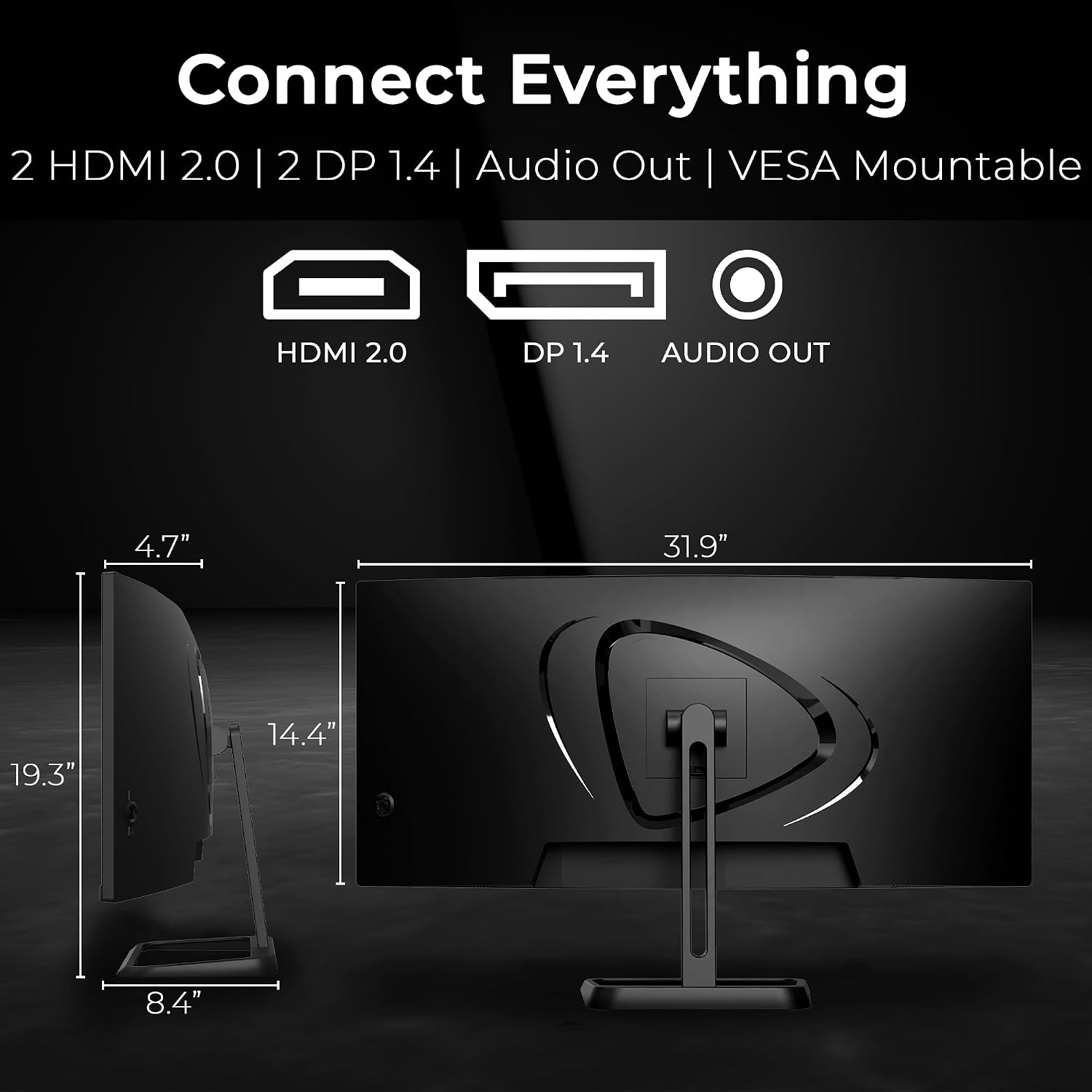 Deco Gear 34-Inch Business Curved Super UltraWide WQHD Monitor 3440 × 1440 R1500 100Hz 1ms 100% sRGB HDR 2× DisplayPort 2× HDMI Tilt Adjustable PIP/PBP Low Blue Light, American Seller