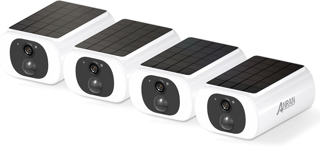 ANRAN 2K Cameras for Home Security Outside, Solar Security Cameras Wireless Outdoor, Battery Powered WiFi Surveillance with Human Detection, Color Night Vision, Spotlight, Works with Alexa (4 Pack)