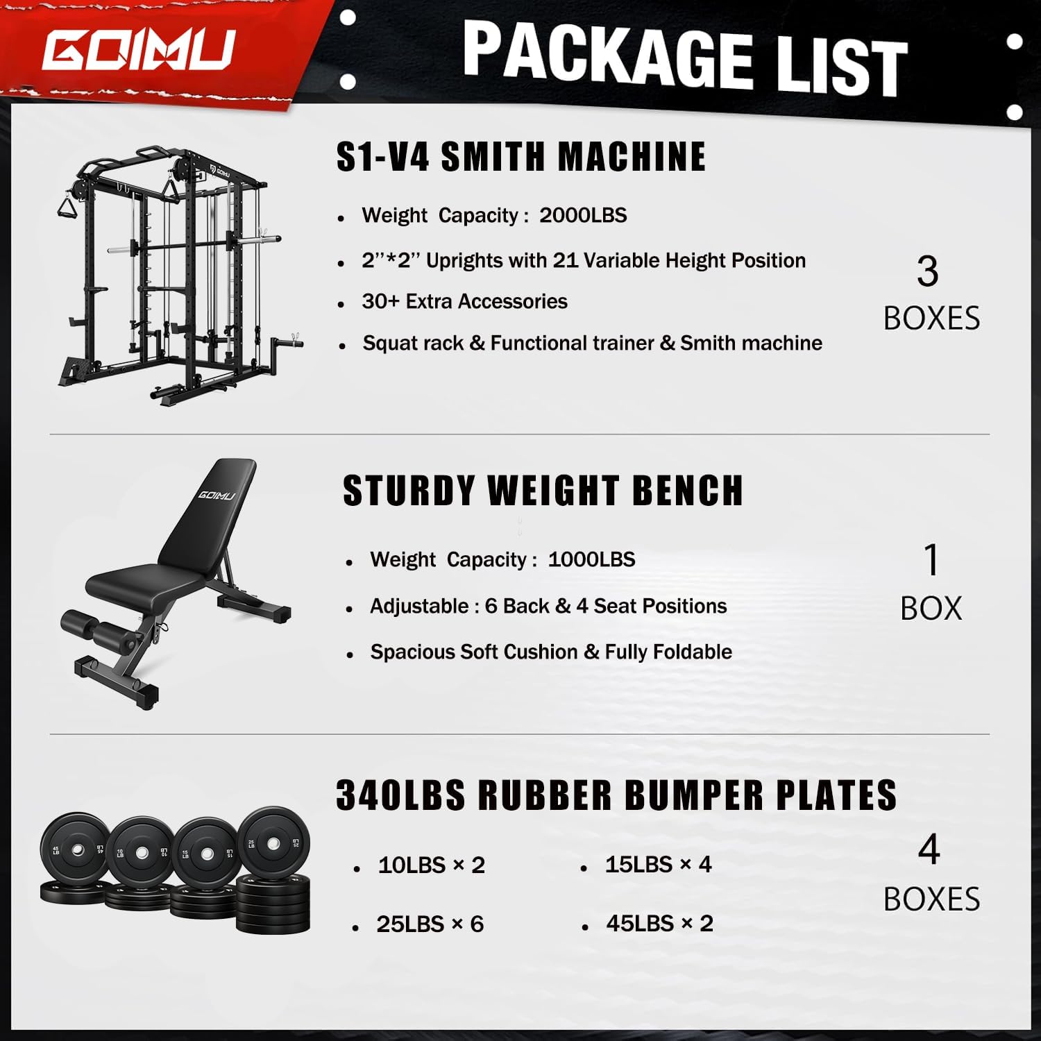 S1-V4 Smith Machine, 2000LBS Power Cage with Cable Crossover System, All-in-One Squat Rack with Smith Bar, Strength Training Equipment for Hone Gym