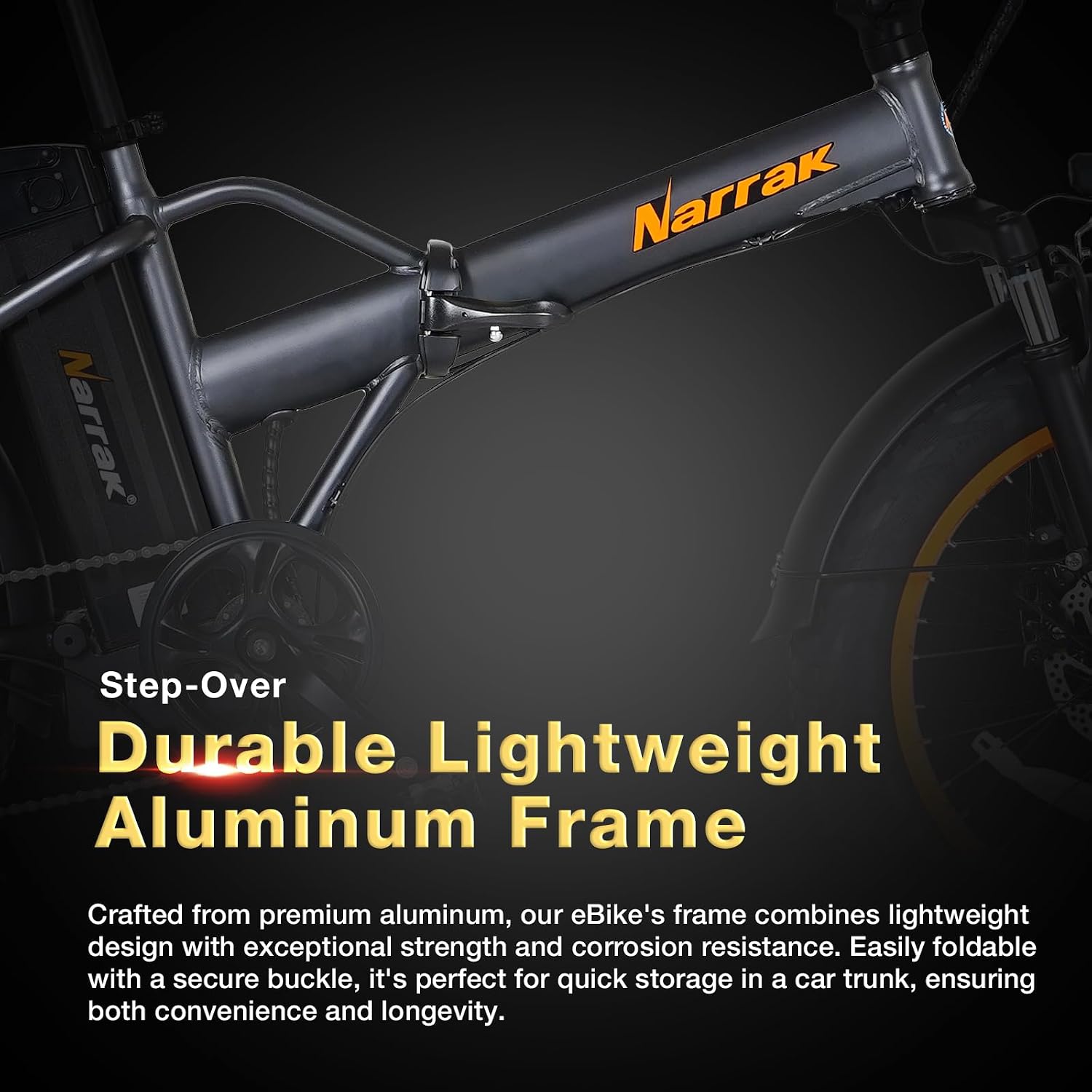 NARRAK Fat Tire Folding Electric Bike, 48V & 624Wh Lithium Removable Battery, Peak 1100W Brushless Motor, Max Speed 20Mph, M5 Large LCD Display, Suspension, Step-Over/Thru Frame