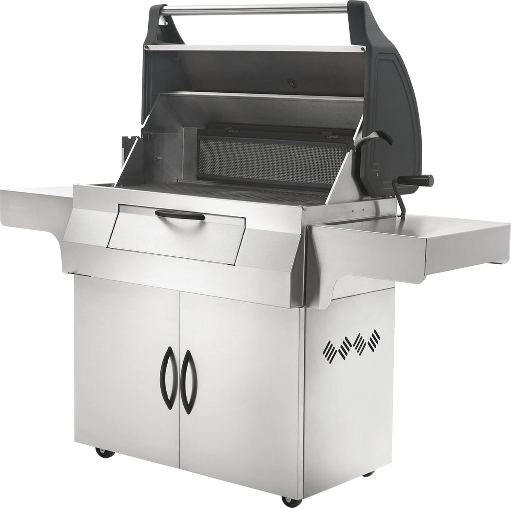 Napoleon Stainless Steel PRO 605 Charcoal Professional BBQ Grill - PRO605CSS - Professional Style Charcoal Barbecue Grill, Full Size Cart Model Charcoal BBQ, Smoker Charcoal BBQ