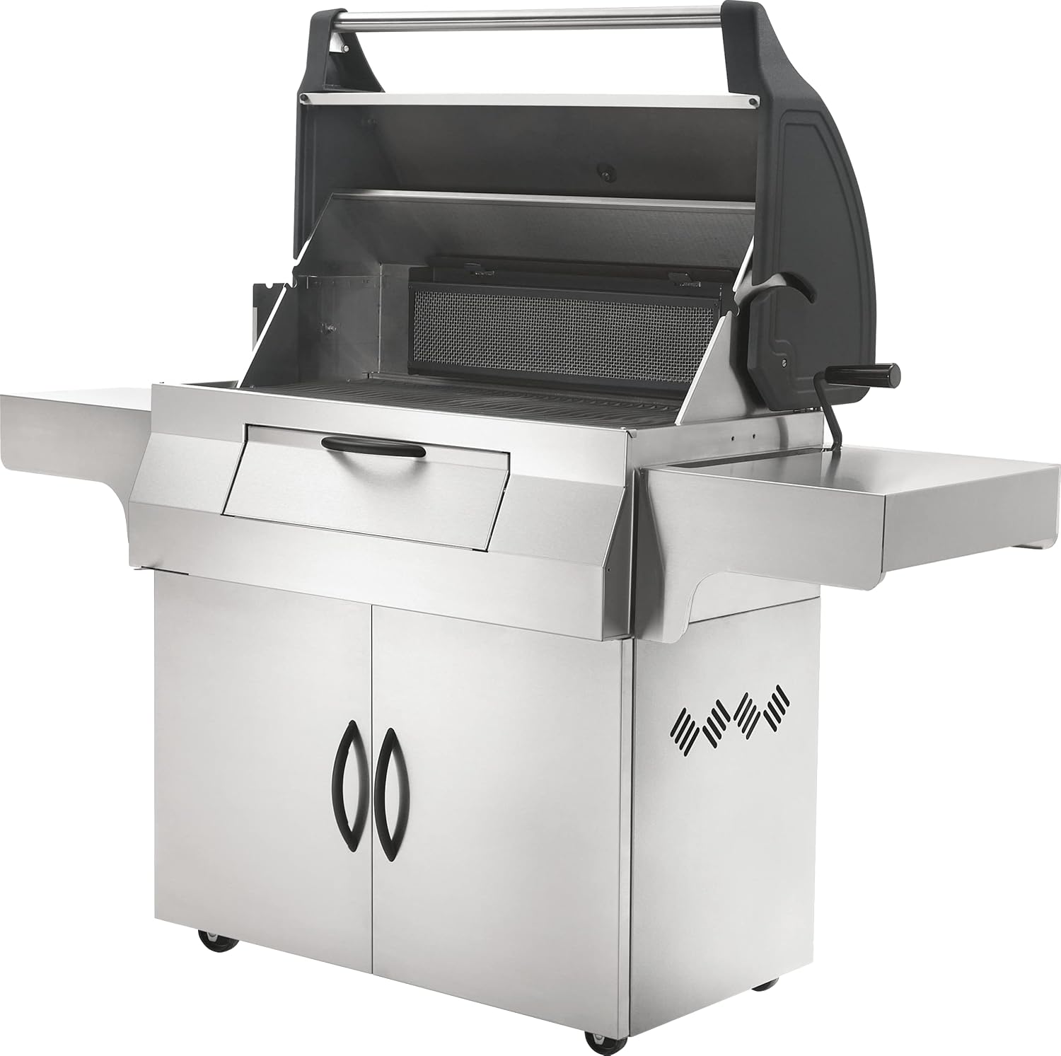 Napoleon Stainless Steel PRO 605 Charcoal Professional BBQ Grill - PRO605CSS - Professional Style Charcoal Barbecue Grill, Full Size Cart Model Charcoal BBQ, Smoker Charcoal BBQ