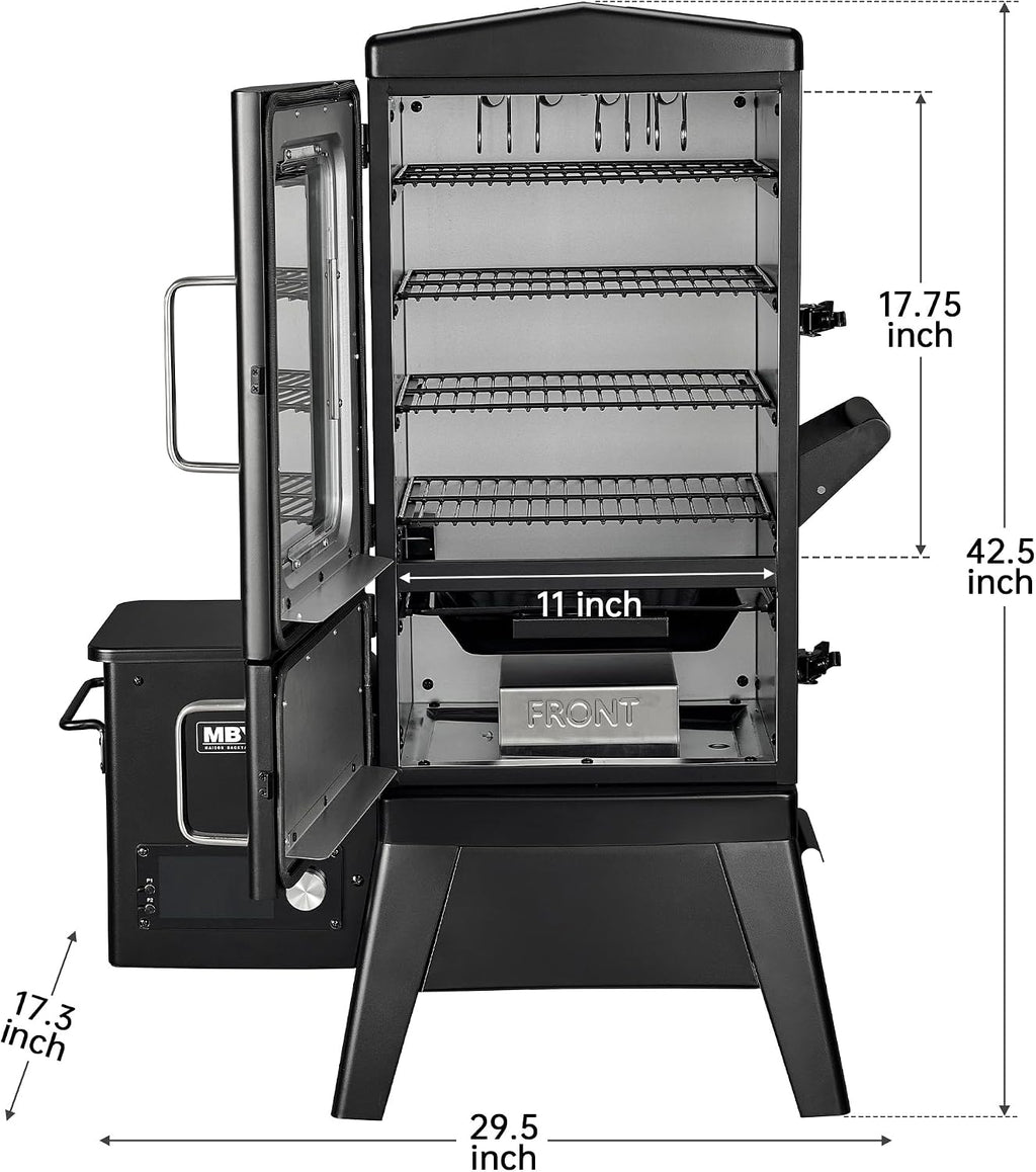 Vertical Pellet Smoker with Cover & Meat Probe, 4-Rack Electric BBQ Smoker Grill, 616 sq in Cooking Space, Digital LED Temperature Control for Outdoor Smoking Ribs, Brisket, Chicken & Sausage