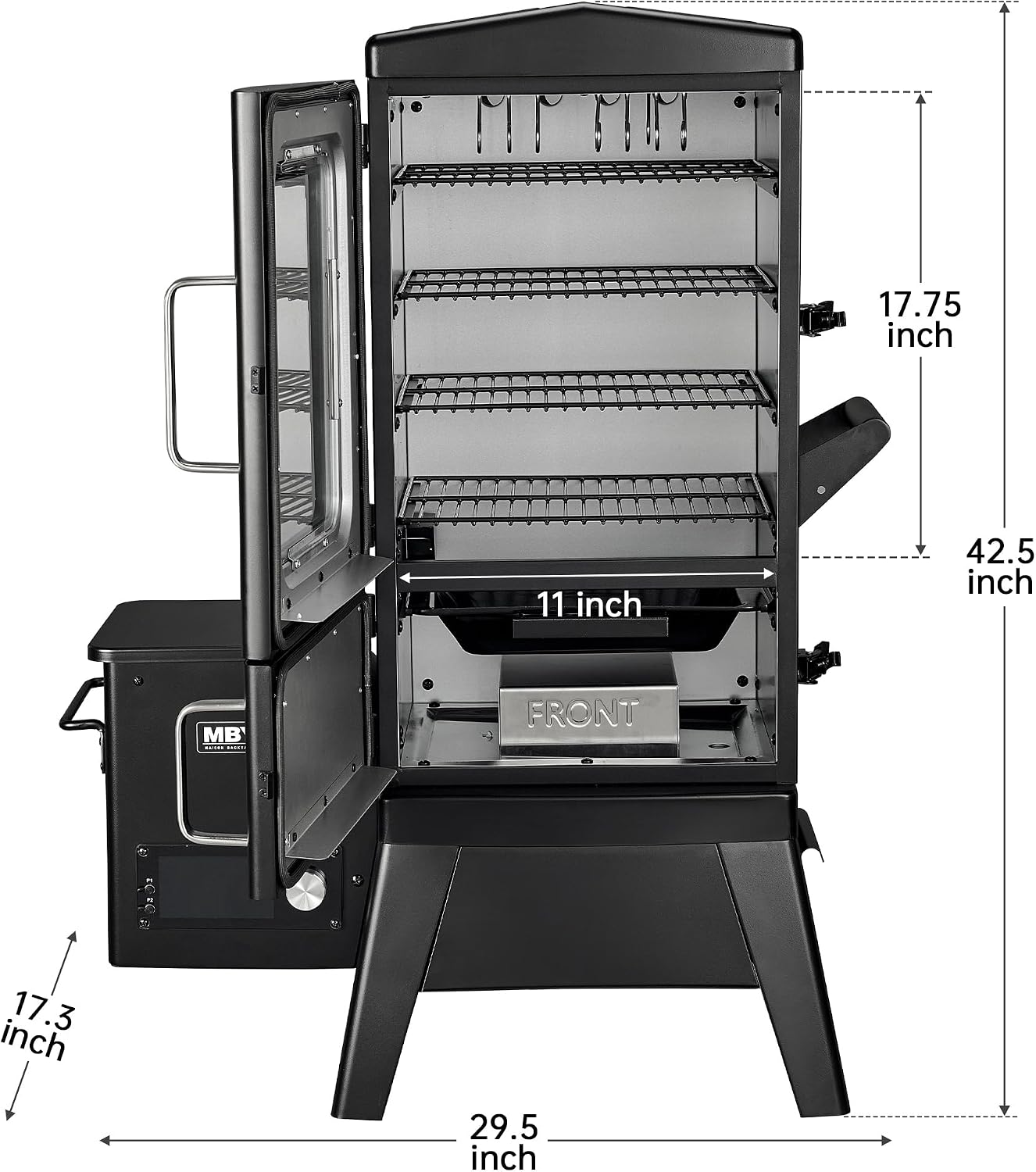 Vertical Pellet Smoker with Cover & Meat Probe, 4-Rack Electric BBQ Smoker Grill, 616 sq in Cooking Space, Digital LED Temperature Control for Outdoor Smoking Ribs, Brisket, Chicken & Sausage