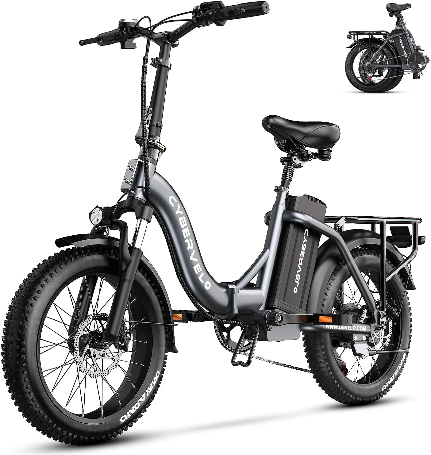 Cybervelo 750W Folding Electric Bike,48V 20AH Removable Battery EBike,20MPH,80 Miles Max Range Electric Bike for Adults, 20' Fat TireFoldable ebike, Adult Electric Bicycles