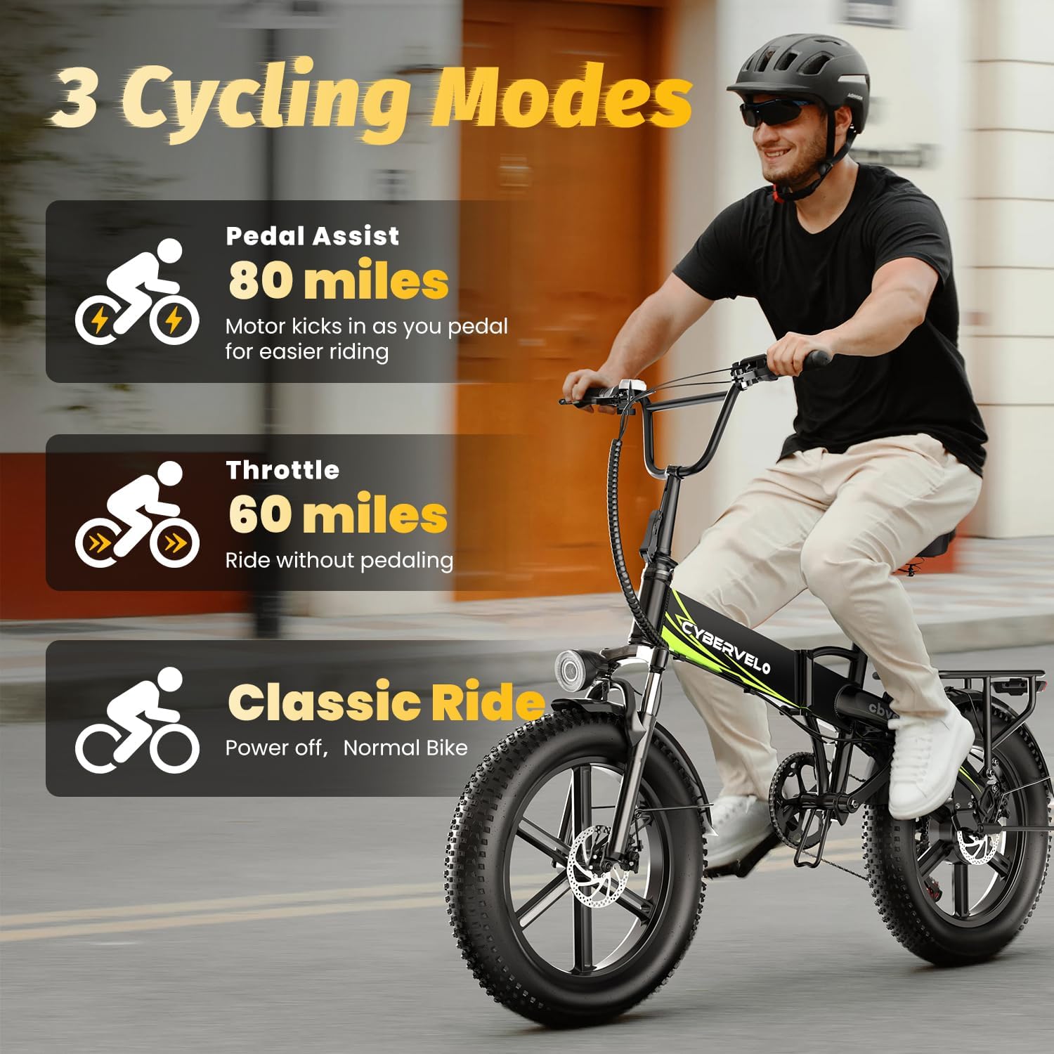 DriftGod Folding Electric Bike, 48V 20.8AH Large Removable Battery E Bike - 20'x3' Fat Tire - 80 Miles Max Range Ebike for Adults,Electric Bicycles for Commuter