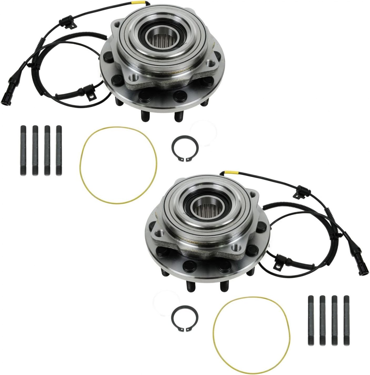 TRQ 2 Piece Front Wheel Bearing & Hub Assembly Set 4WD Compatible with 2005-2010 Ford F-450 Super Duty F-550 Super Duty