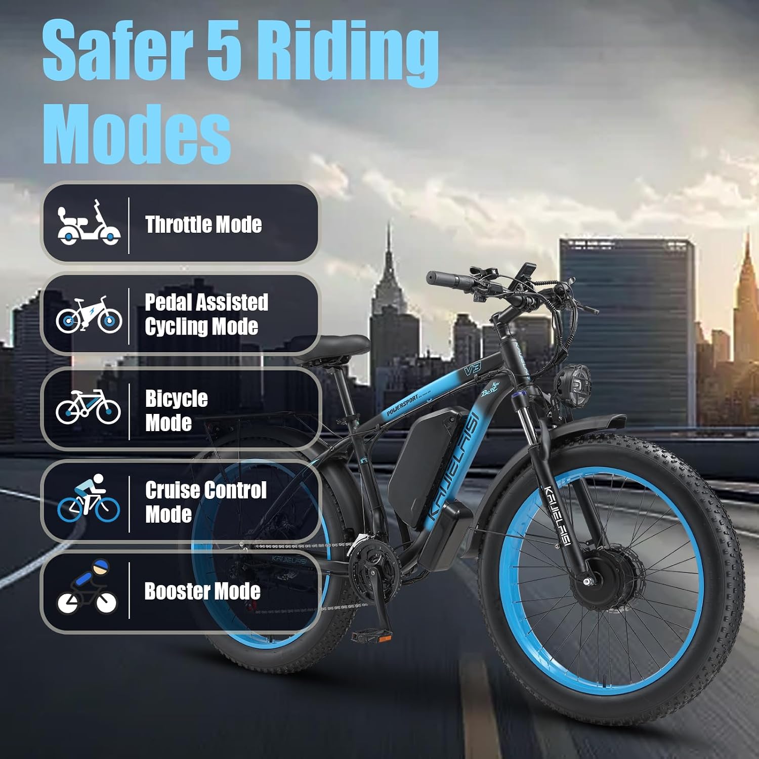 AWD Electric Bike for Adults, Peak 4000W Power 26' Fat Tire Ebike, Dual Motor Electric Bicycles, 48V 22.4AH Removable Battery Fast Dual Hydraulic Brakes 21-Speed All Terrain E-Bikes
