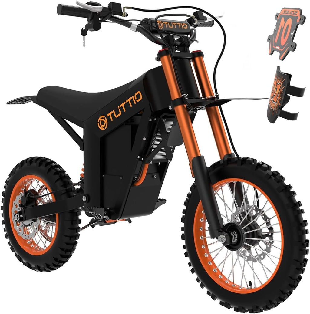 Tuttio Electric Dirt Bike Teens Adults 2000W/3000W 220NM 37MPH Electric Bike 48V 21AH Removable Battery with Hydraulic Brakes (21AH Dirt Bike)
