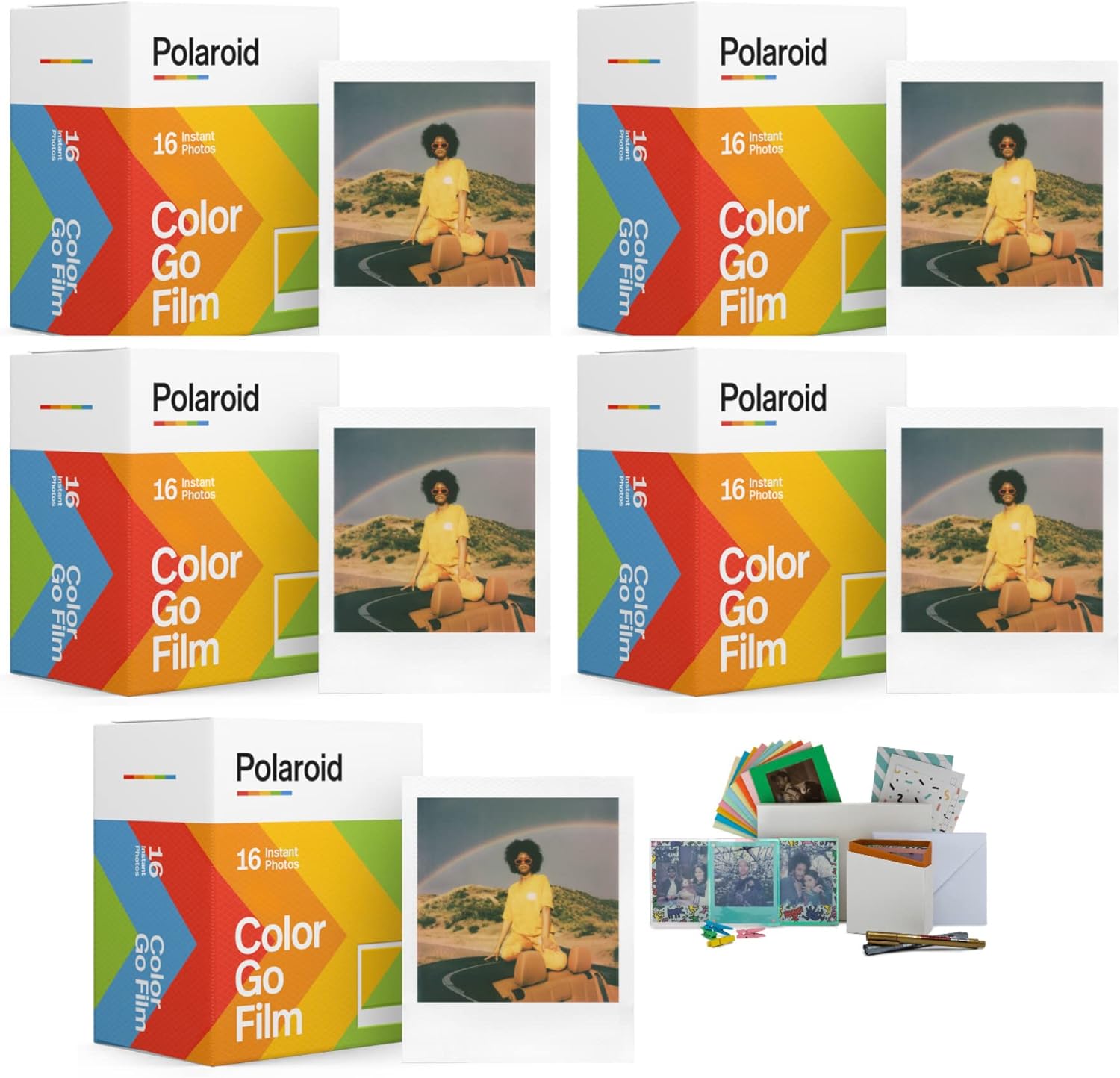 Polaroid Go Color Film (5-Pack) with Storage Box Bundle (6 Items)