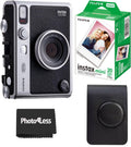 Fujifilm Instax Mini EVO Hybrid Instant Camera Bundle with Case Compatible with Fujifilm Instax Mini EVO + Fujifilm Instax Mini Twin Pack Instant Film (16437396) (Black)