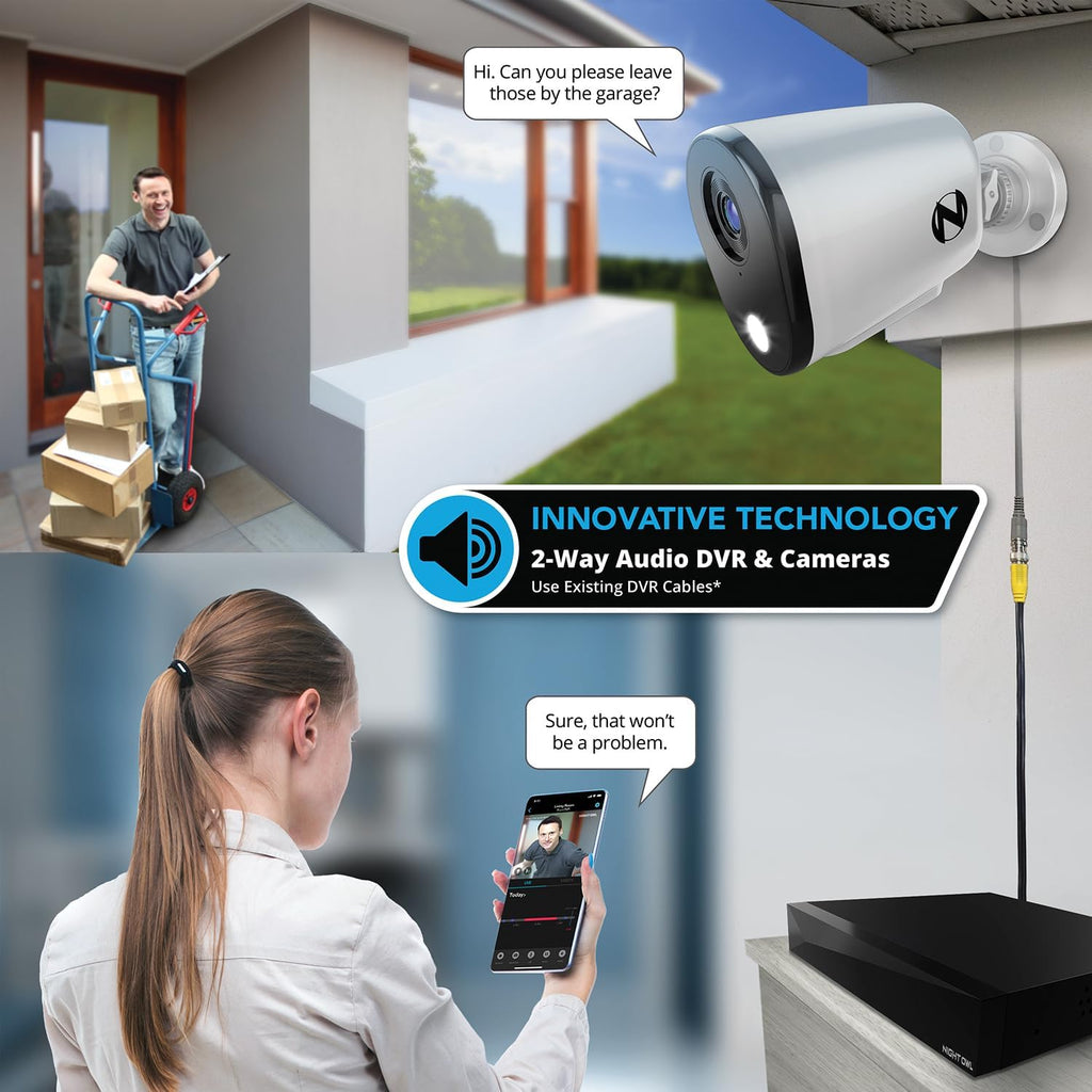Night Owl 2-Way Audio 20 Channel DVR Video Home Security Camera System with (12) Wired 1080p HD Indoor/Outdoor Deterrence Cameras and 1TB Hard Drive (Add up to 4 Wi-Fi Cameras) (12 Camera)