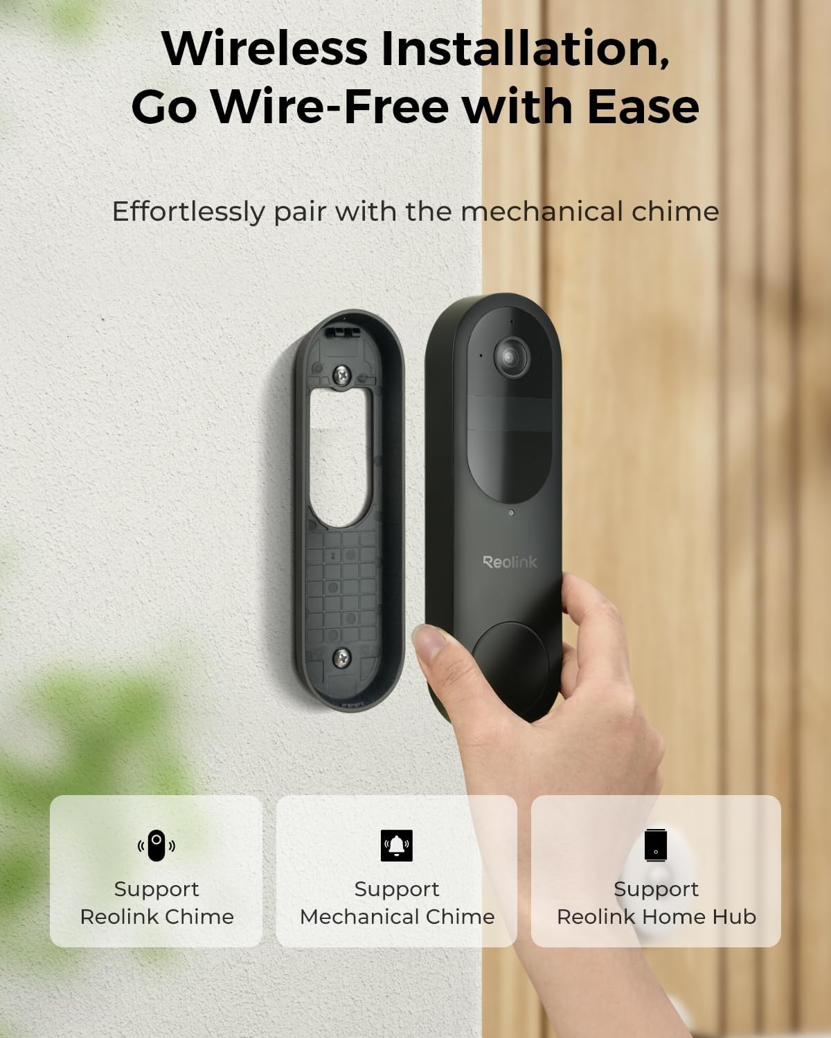 REOLINK 2K Battery Video Doorbell Camera, 150°x150° Head-to-Toe View, 2.4/5 GHz WiFi, Local Storage, No Monthly Fee, Two-Way Talk, Person/Vehicle/Package Detection(Chime not Included)