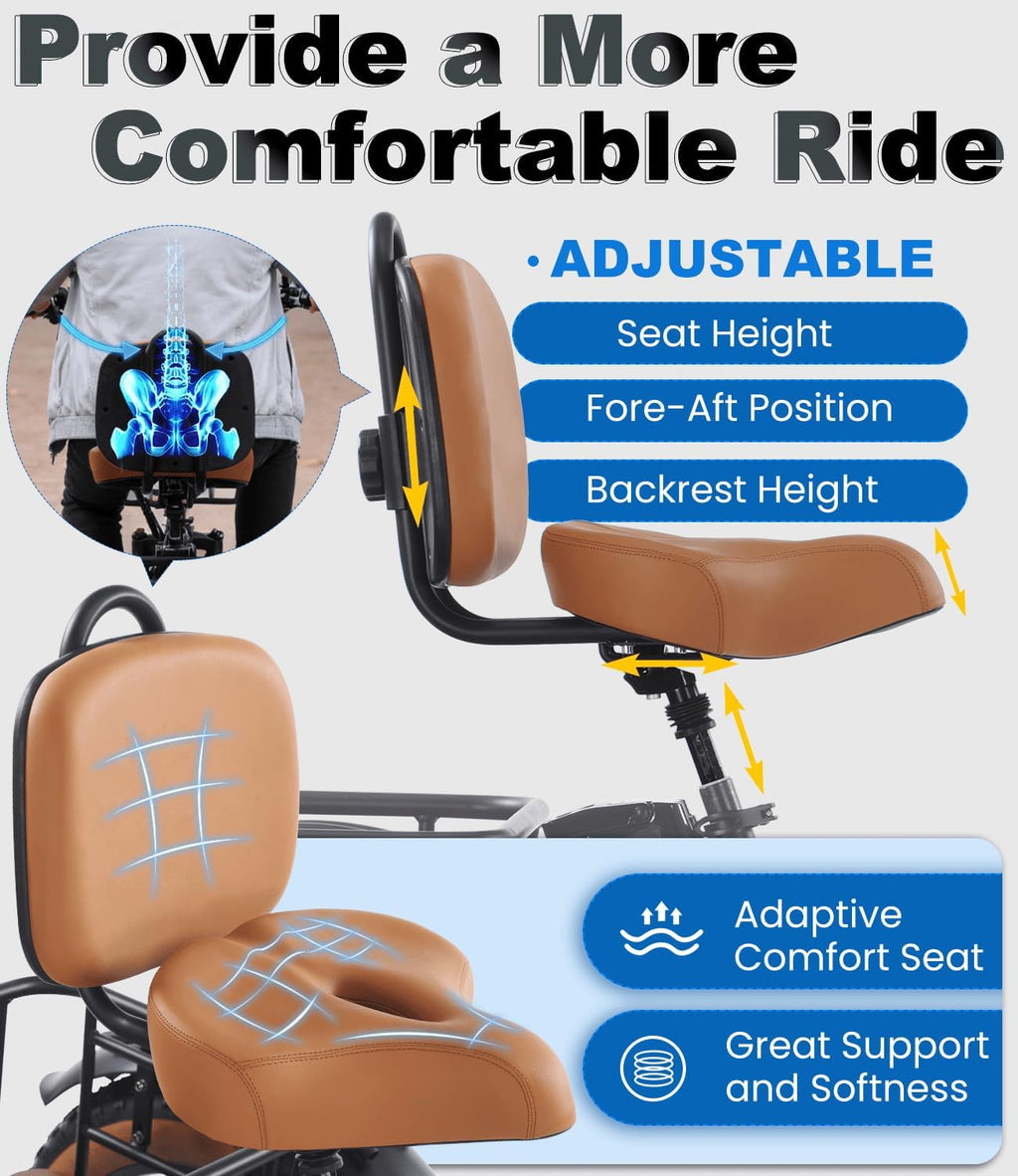 KAKIGO Electric Tricycle for Adults,Peak 1350W Motor Etrike,48V15.6Ah Ebike,20'x4'Fat Tire Aluminum Folding Electric Trike,3-Wheel Electric Bike,20MPH,Front&Rear Basket&Differential