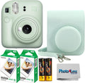 Fujifilm Instax MiniI 12 Instant Film Camera Mint Green, Fujifilm Instax Mini Twin Pack Instant Film 20 Prints, Prtotective Case, Gift Bundle