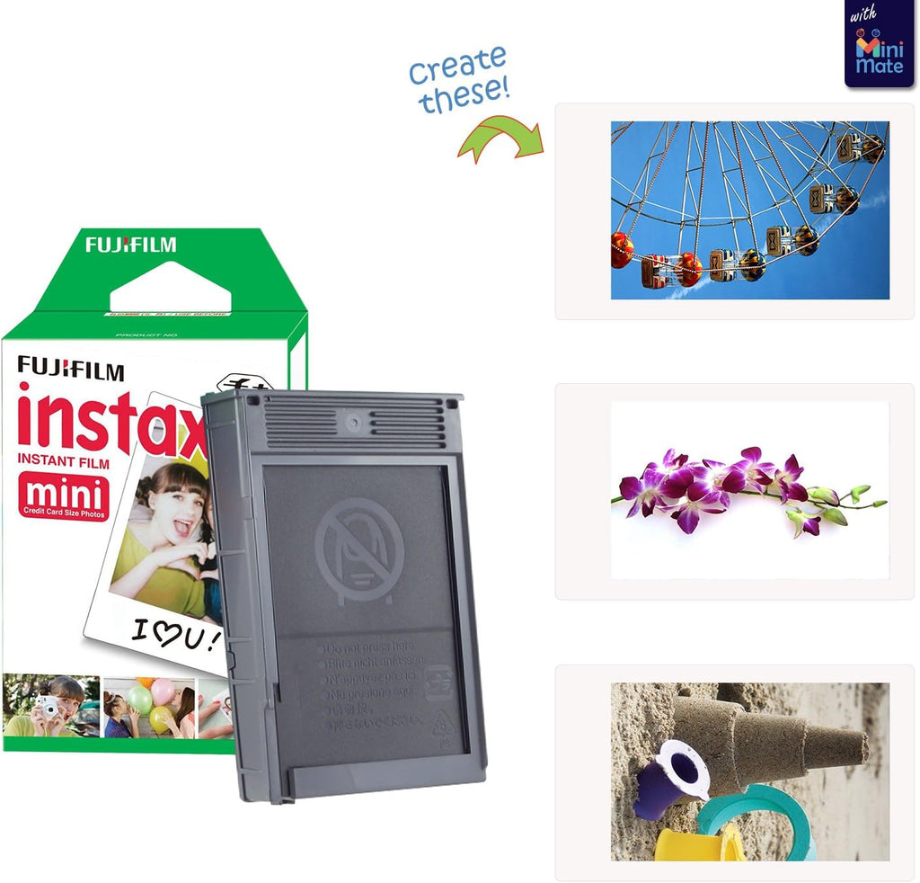 Fujifilm Instax Mini 11 Instant Camera Charcoal Gray + MiniMate Accessories Bundle + Fuji Instax Film Value Pack (40 Sheets) Accessories Bundle, Color Filters , Album, Frames