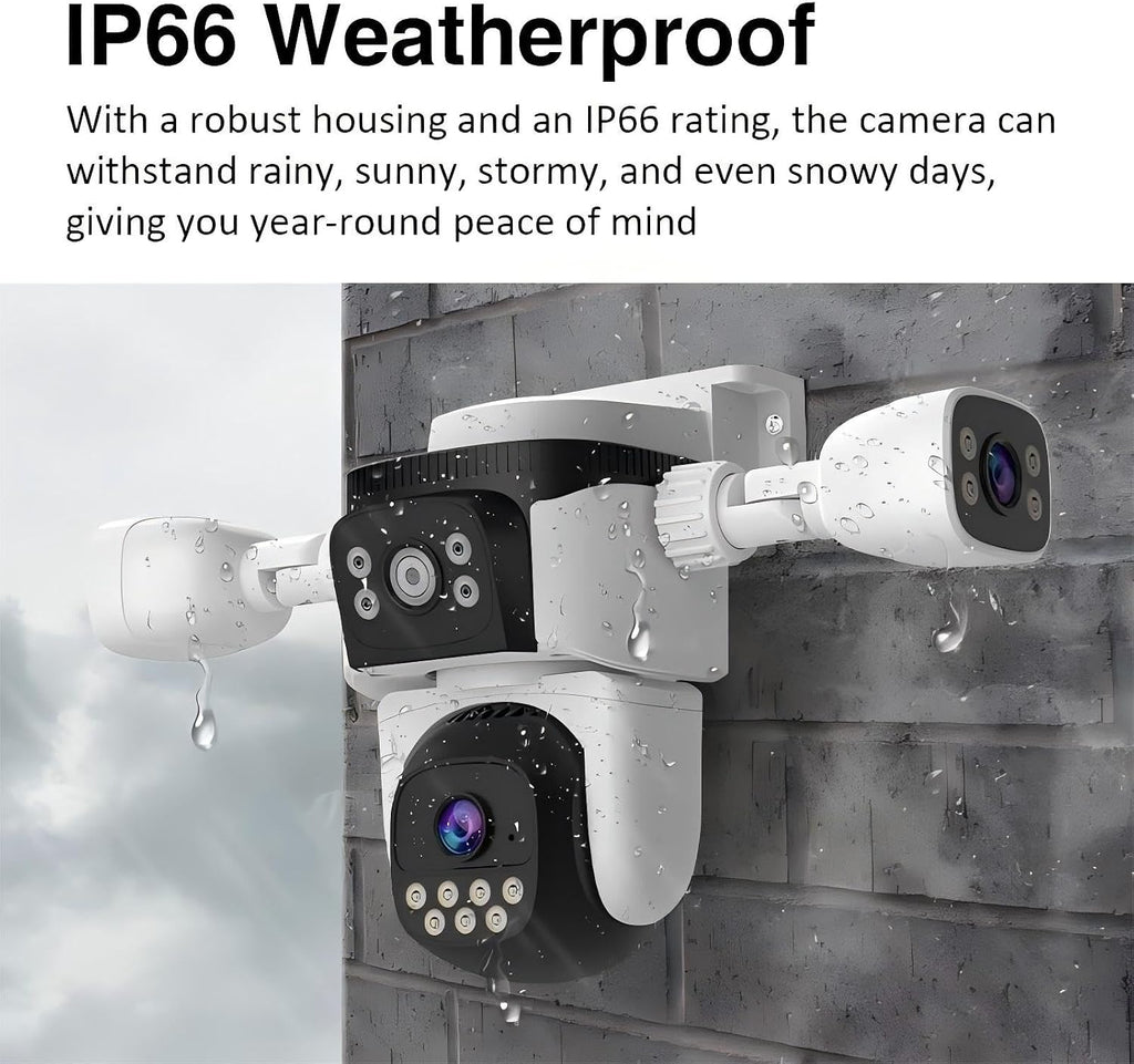 EVERSECU Triple Lens WiFi PTZ Security Camera, Three Cameras in One, Side Cameras with Adjustable All-Angle Arm, 2K 360° View No Blind Spot, Auto Tracking, Spotlight, 2 Way Audio（2pack