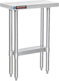 DuraSteel 24x12 Small Stainless Steel Table - NSF Metal Narrow Commercial Food Prep Side Worktable with Under Shelf - For Laundry Room, Kitchen, Outdoor Grill, Small Spaces