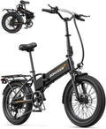 Folding Electric Bike, 48V 10.4AH Large Removable Battery E Bike, 28 MPH, 50 Miles Max Range, 20' Fat Tire Electric Bike for Adults, Adult Electric Bicycles for Commute