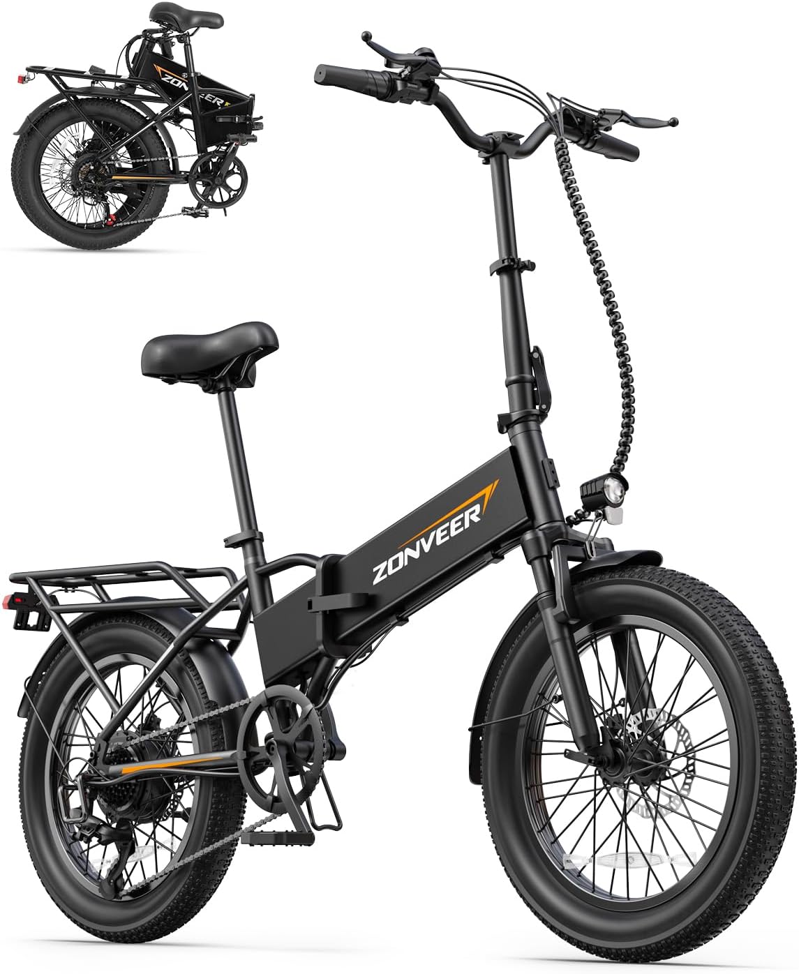 Folding Electric Bike, 48V 10.4AH Large Removable Battery E Bike, 28 MPH, 50 Miles Max Range, 20' Fat Tire Electric Bike for Adults, Adult Electric Bicycles for Commute