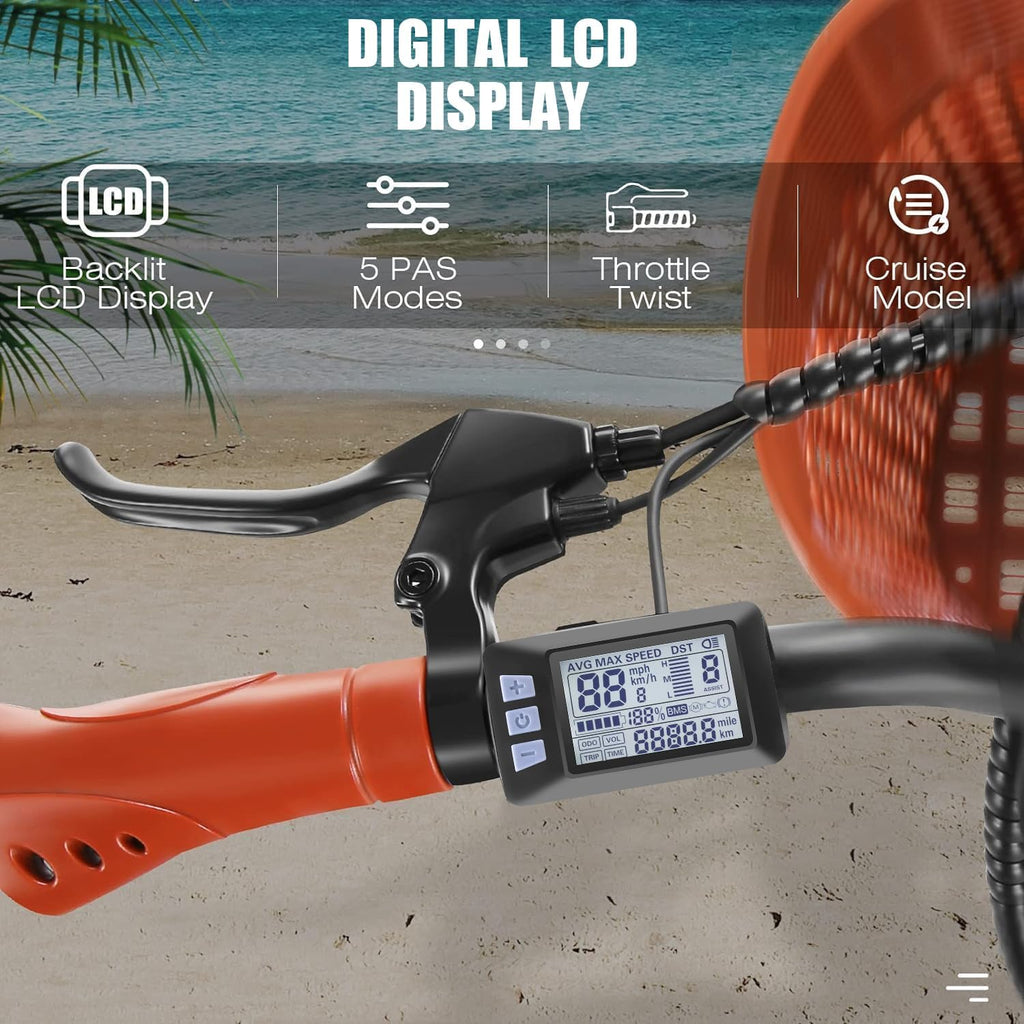 ANCHEER Electric Bike for Adults, 26' Peak 749W Motor Low Frame Electric City Bike with 48V/374Wh Battery, Up to 50Miles Step Through Commuter Ebike/Electric Bicycle with Basket, LCD Display