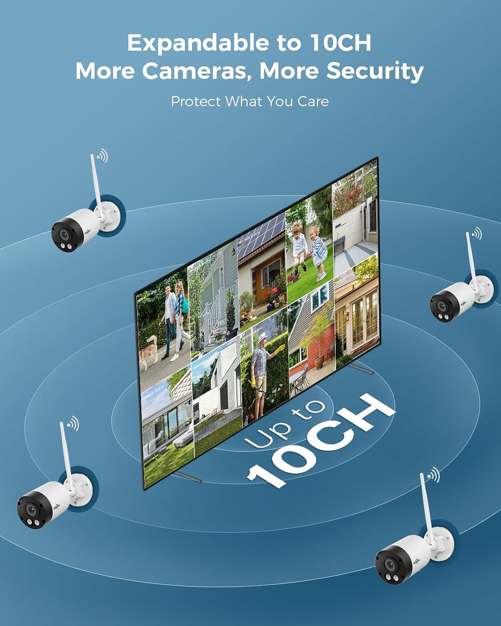Hiseeu 8MP Outdoor Wireless Security Camera System, 10' Touch Screen NVR, 5G/2.4G WiFi-Pro 4K Cameras Kits, Full-Color Night Vision, Motion Detection, Two-Way Audio, IP66 Waterproof, 1TB HDD, No Fees